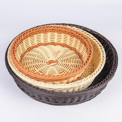 China No supermarket display rattan basket fruit basket pp rattan bread gift plastic fruit basket for sale