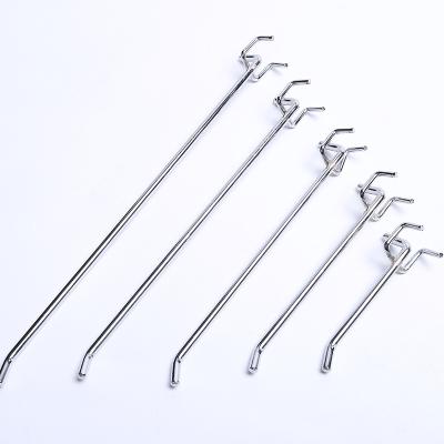 China Single Hook Shopfitting Chrome Plating Pegboard Hook Punch Panel Metal Fork Supermarket Display Hook SL-004 for sale