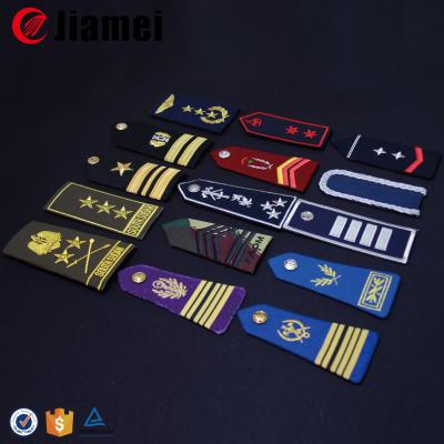 China OEM 3D Uniform Rank Marks Shoulder Badges Embroidery Epaulets for sale