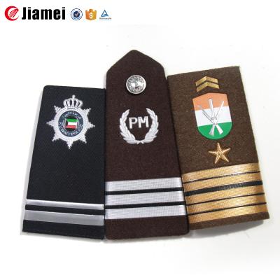 China On/ironed sewn on/adhesive on custom army general military uniform shoulder epaulettes for sale