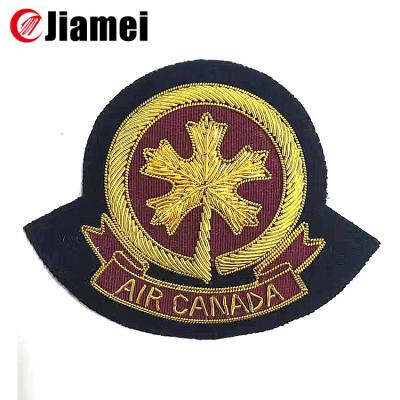 China Custom Embroidered 3D Bullion Wire Blazer Uniform Badges for sale