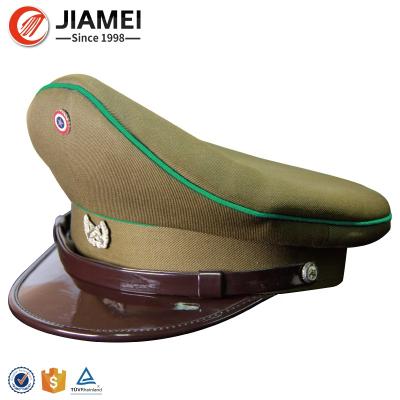 China Custom Black Army Uniform Embroidered Peak Cap Military and Army Uniform Soft Peak Hats for sale