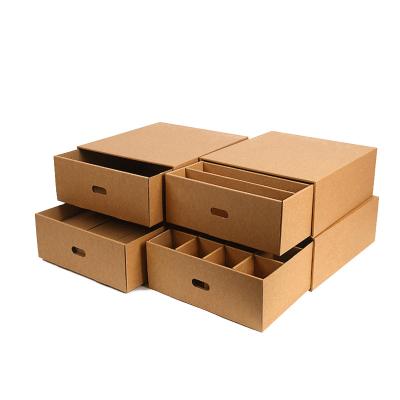 China Recyclable Multi Function Kraft Brown Drawer Style Bra Underwear Clothing Paper Storage Box for sale