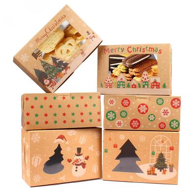 China Recycled Materials Wholesale Cookie Box Christmas Cake Paper Box Kraft Paper Dessert Baking Packaging Box for sale