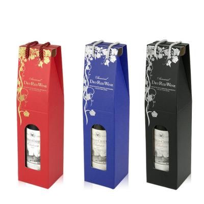 China Colorful Corrugated Wine Gift Bag Glass Bottle Packaging Box Single/Double Red Wine Recycled Gift Box Materials for sale