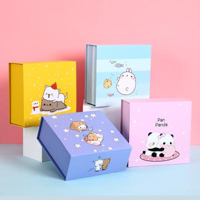 China Recycled Materials Paper Box Cute Square Creative Magnetic Box For Gift Bag Custom Jewelry Perfume Empty Birthday Gift Boxes for sale