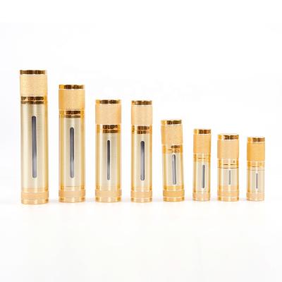 China Cosmetic High Quality Shiny Gold Aluminum Airless Pump Bottle for sale