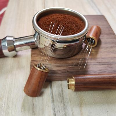 China Sustainable Natural Wooden Coffee Accessories Stainless Steel Coffee Dispensing Tool Small Coffee Stirrer for sale