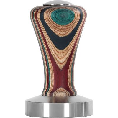 China Modern Hot Selling Coffee Bean Press Wood Coffee Tamper Flat Base Stainless Steel for sale