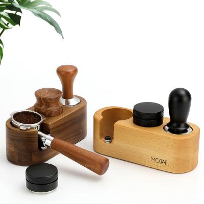 China High Quality Viable Portafilter Stand Mat Tools Coffee Espresso Coffee Tamper Wood Holder for sale