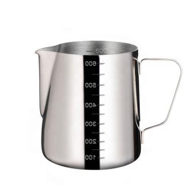 China Viable Customized Stainless Steel Measure Logo Scale Latte Maker Milk Frothing Steaming Pitcher Coffee Frother Milk Bartender Jug for sale