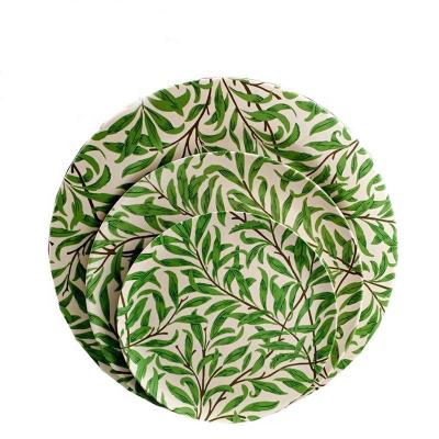 China Disposable Cheap Sustainable British Style Disposable Dinner Dishes Dish Sets Biodegradable Bamboo Fiber Tableware for sale