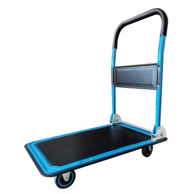 China Lightweight Storage 150kg Iron Trolley Flatbed Body Armrest Folds for sale