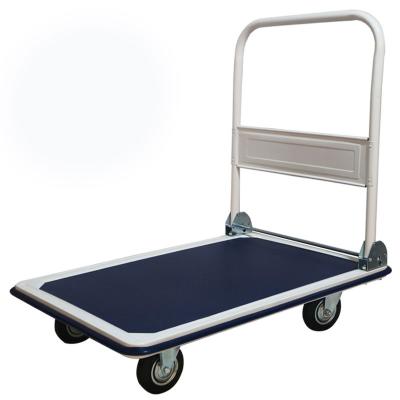 China Industrial Four Wheels Steel Handtruck Cart Platform Trolley For Warehouse for sale