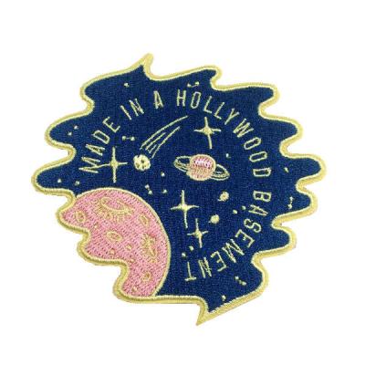 China custom 3D world embroidery patches glow in the dark patch iron on patches for garment for sale