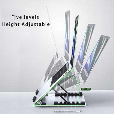 China Adjustable Folding for Portable Aluminum Adjustable 5 Tier Laptop Table Stand Vertical Stand Easy Storage for Office for sale