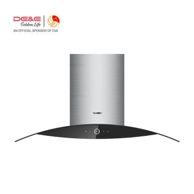 China Modern European Design Wall Mounted Household DE&E 3-Speed ​​LED Lights Stainless Steel Fireplace Range Hood With Sensor Touch Control for sale