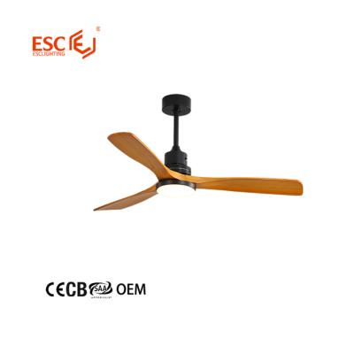 China With light factory 3 speed AC direct copper motors full wood blades light fan ceiling for sale