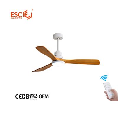 China With Copper Light Motor Modern Design AC Fan Blades Wooden Remote Control White Led Ceiling Fan Light for sale