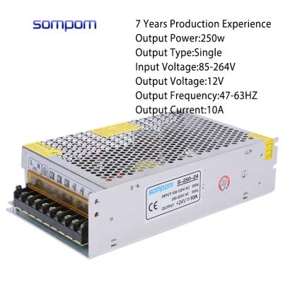 China Sompom Universal Power Suply 110V/220V Changeover AC To DC 24v 10a Led Driver 199*109*50mm for sale