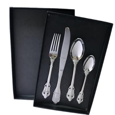 China Sustainable High quality wholesale wedding kitchen knife fork spoon flatware stainless steel cutlery set for sale