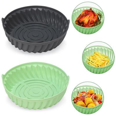 China Sustainable 8 inch 2-pack customized color sustainable environmental non-stick basket reusable liner air fryer silicone pot for air fryer for sale