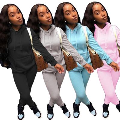 China YIWU XINYU Plus Size Drop Shipping 2021 Autumn Sold Womens Casual Color Plus Size Women Hoodie And Jogger Pants Two Piece Sets for sale