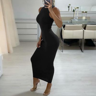 China YIWU XINYU Anti-Static Wholesale O-Neck Maxi Sleeveless Dress Elegant Women Bodycon Drop Cheap Casual Dress for sale