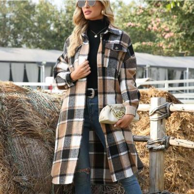 China 2021 Autumn QUICK DRY Fashion Printed Thick Plaid Color Ladies Coats Winter Anorak Outer Women Thick Streetwear Jackets With Pocket for sale