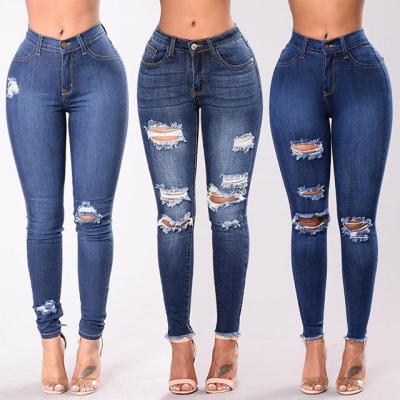 China 2020 YIWU XINYU fashion denim women's juniors breathable distressed slim fit stretch skinny ripped jeans for sale