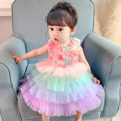 China XINYU Viable in Running Clothing 3D Rose Party Frock For Girls Flower Child 1 Year Old Baby Dress for sale