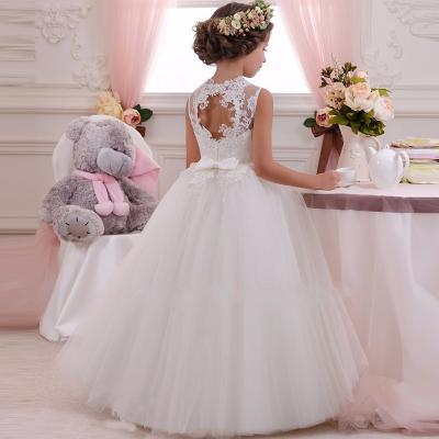 China XINYU Fashionable Sleeveless Elegant Embroidery Neck Crystal In Belt Girls Wedding Dress Floral Dress With Bow for sale