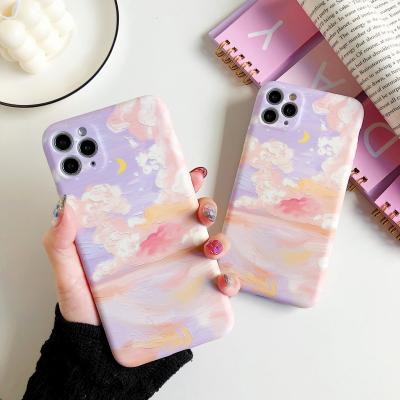 China New Arrival Retro Shock Proof Art Oil Painting Clouds Phone Case For Iphone 11 12 pro Max Xr Xs Max Carcasa De Telefono for sale