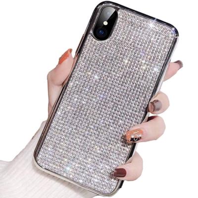 China Glitter Back Phone Cover Sparkle Bling Diamond Studded Cell Phone Case For Iphone X Xs Max for sale