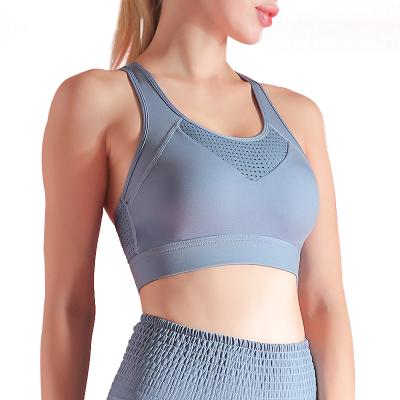 China Solid Color Breathable Workout Sports Bra Yoga Running Women Compressed Gym Sports Bra for sale