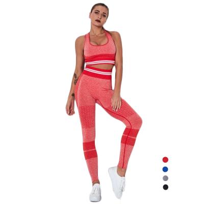 China 2 Piece Bra Sports Set High Waist Leggings Breathable Seamless Gym Yoga Set Women's Workout Wear Apparel Wholesale for sale