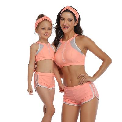 Κίνα New Design Hot Breathable Color Sheer Front Two Piece Bikini Mother and Girl Swimwear Beach Swimwear προς πώληση