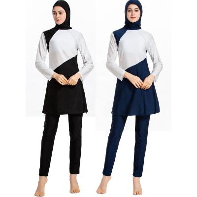 中国 2020 Modes Breathable Modest Women Color Block Full Cover Muslim Bathingsuit Swimwear 販売のため