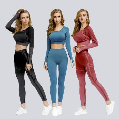 Chine Breathable Fitness And Women Yoga Wear High Waisted Seamless Yoga Pants Sets Long Sleeve Autumn Yoga Set à vendre