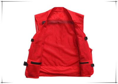 China Men Red Multi Pocket Hunting Fishing Vest Quick Dry Anti - Wrinkle Anti - Pilling for sale