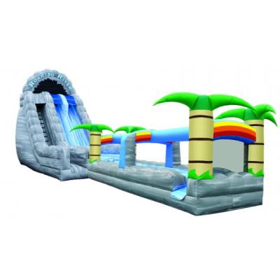 China 12m hot sale commercial cheap pvc double alley slip tropical slide,inflatable dip water slide for sale for sale