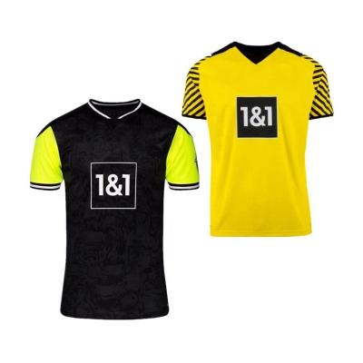 China 2021 Wholesale Quick-drying Polyester Yellow Black Soccer Jersey Thailand Quality for sale