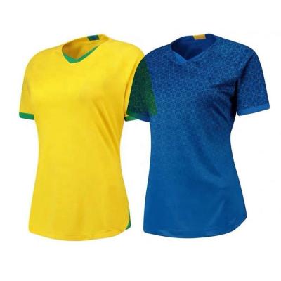 China New Women's Quick-drying Soccer Jersey Girl Uniform Yellow Blue Shirt for sale