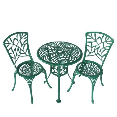 China Rust-proof/color-fast/waterproof/durable/eco-friendly/detachable cast aluminum garden furniture 3pcs bistio set with bamboo pattern for sale