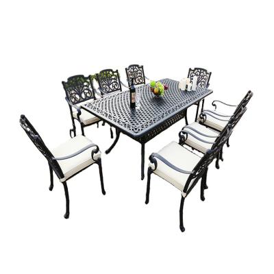 China Modern patio garden furniture cast aluminum dining table and chair for sale