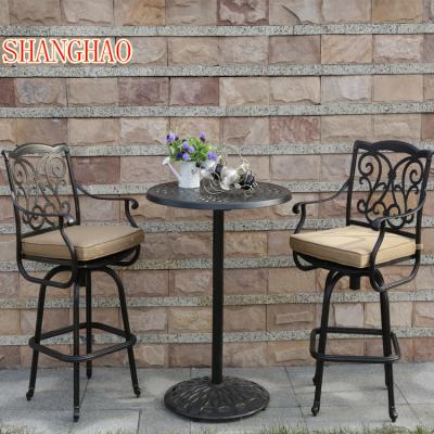 China Traditional cast aluminum metal bar stool table and chairs for sale