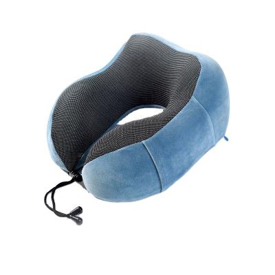 China Anti-Static Headrest Neck Memory Foam Around Massage Neck Protector Pillow Cover Heat Haze Blue Velvet for sale