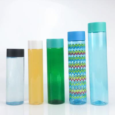 China VOSS Style Juice Bottle Plastic 350ml 400ml 500ml Cartons Screen Printing HY PET Clear Screw Cap Food And Beverage Packaging for sale