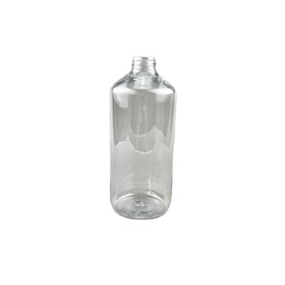 China BEAUTY PACKAGING PET bottle large slanted shoulder 1000ml skin care packaging plastic screen printing clear beauty packaging screw cap for sale