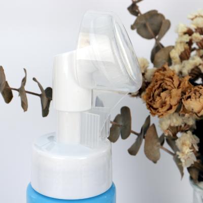 China Personal Care 250ml Plastic Cosmetic Foam Pump Dispenser Spray Applicator Bottle With Brush Top for sale